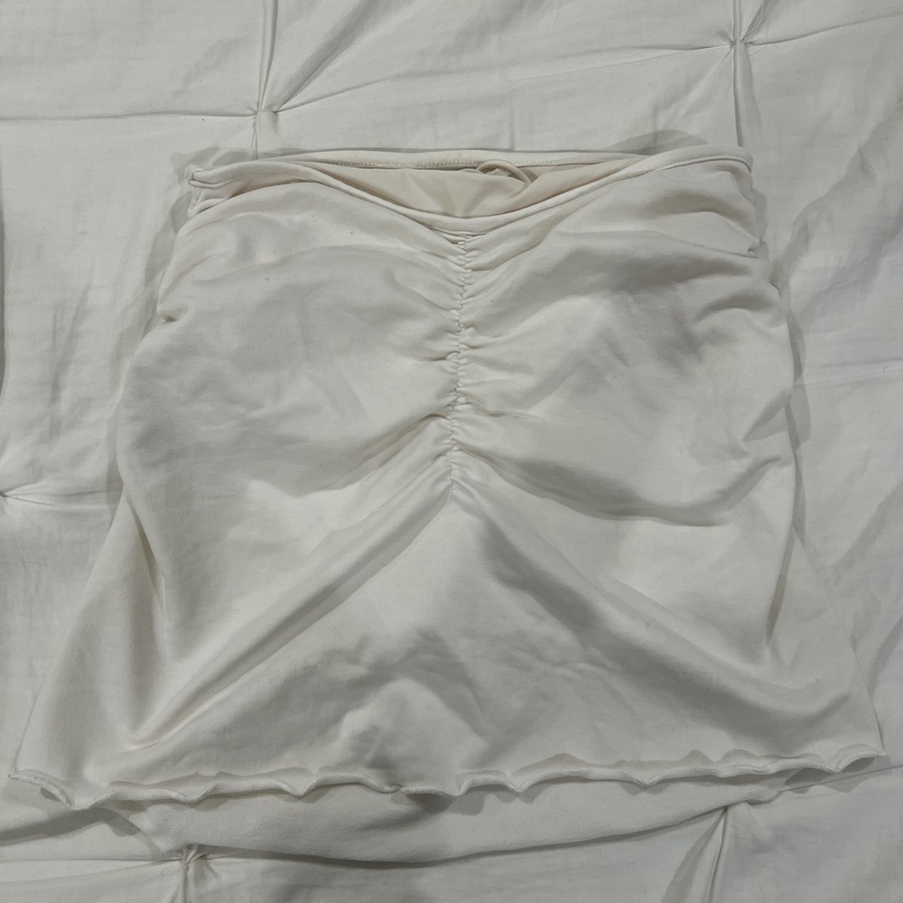 Elegant Cream Ruched Skirt